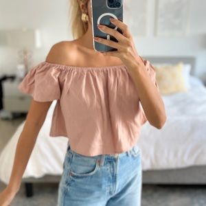 F21 Off The Shoulder Top Tan